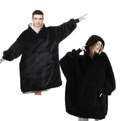 OEM - POLERÓN CALENTADOR IMPORTADO HUGGLE HODDIE - OVERSIZE NEGRO