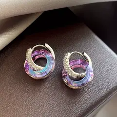 GENERICO - Aretes Colgantes Aro y Cristal Fantasía Joyería