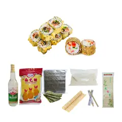 GENERICO - Set Makis Tempura 7u Esterilla Panko Alga Nori Arroz Vinagre