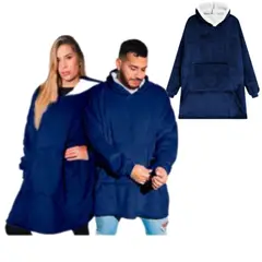 OEM - POLERÓN CALENTADOR IMPORTADO HUGGLE HODDIE- OVERSIZE AZUL