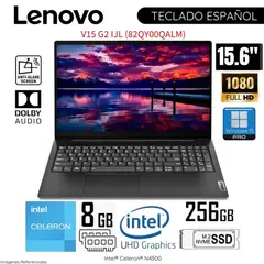 LENOVO - Laptop V15 G2 IJL 15.6"  FHD Intel Celeron N4500 8GB RAM 256GB SSD 82QY00QALM - Negro
