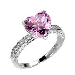 LA TIENDA 88 JOYAS Y ACCESORIOS - La Tienda 88 - Anillo De Compromido Mujer Corazón Bañado en Oro - Rosa