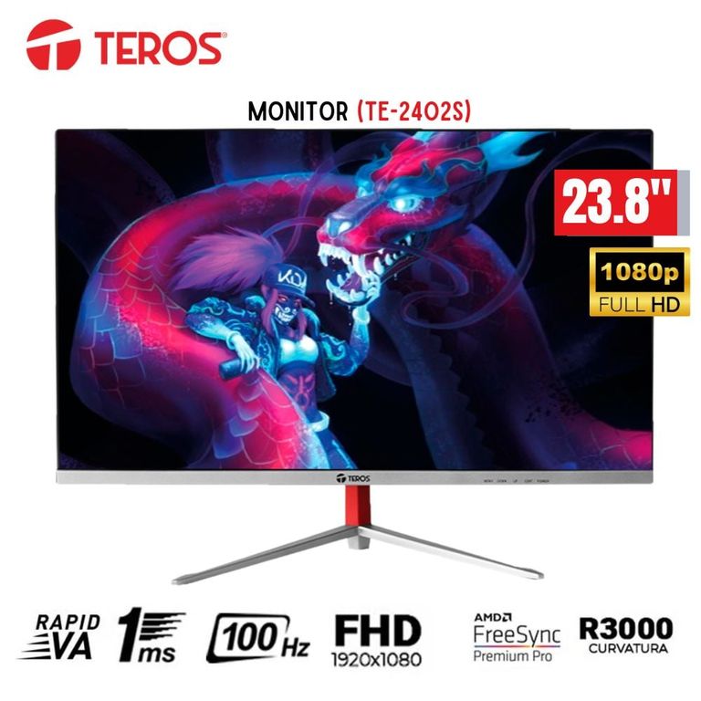 Monitor Curvo 23" Pulg TE-2402S 100Hz Full HD VA HDMI VGA