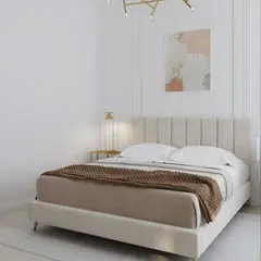 GENERICO - DORMITORIO FARAON 2 PLAZAS BEIGE BOX TARIMA Y CABECERA