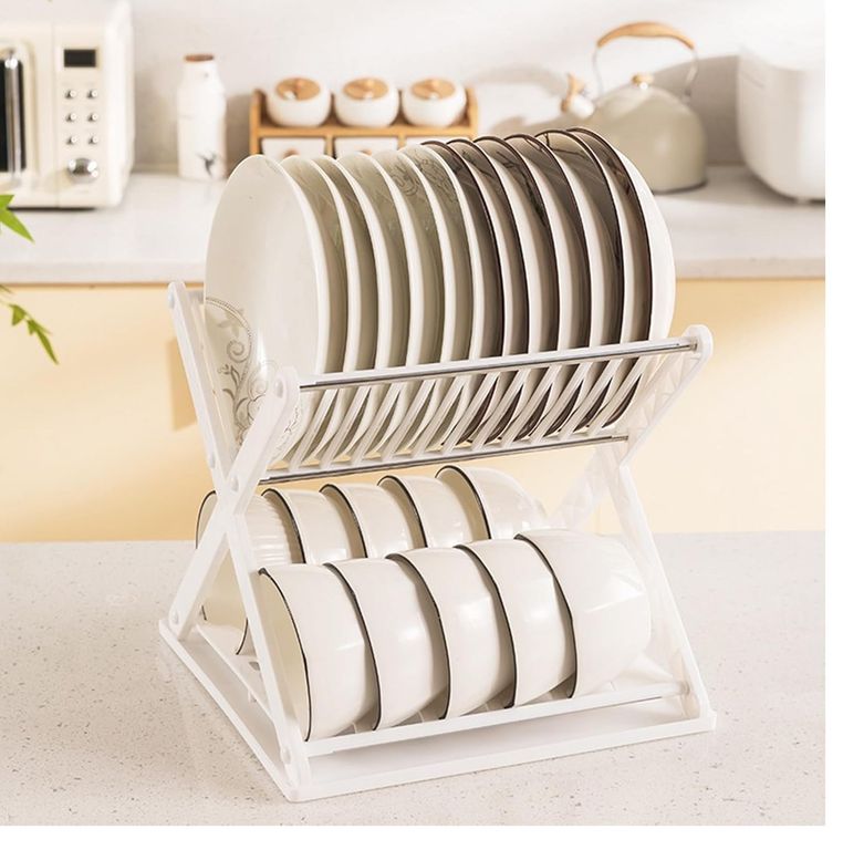 Escurridor De Platos Con Diseño En X Color BLANCO