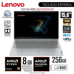 LENOVO - Laptop V15 G4 AMN AMD Ryzen 3 7320U 8GB RAM 256GB SSD 15.6" FHD 82YU00X4LM - Arctic Grey