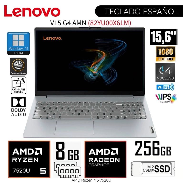 Laptop V15 G4 AMN AMD Ryzen 5-7520U 8GB RAM 256GB SSD 156 FHD 82YU00X6LM