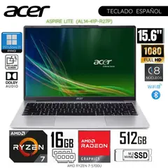 ACER - Laptop AL14-41P-R27P AMD Ryzen7-5700U 16GB RAM 512GB SSD 15.6" - Light Silver