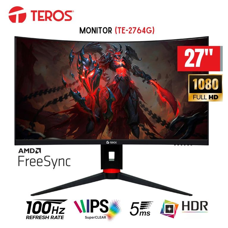 Monitor Curvo TerosS TE-2764G, 27" Pulg. FHD VA, 240 Hz, HDMI, DP