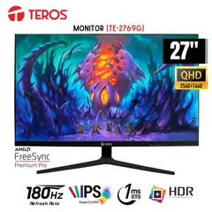 TEROS - Monitor Plano Gaming TE-2769G, 27" QHD IPS, 180 Hz, 1ms, HDMI