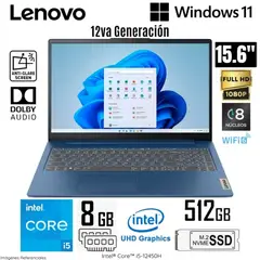 ASUS - Laptop Lenovo IdeaPad Slim 3 15IAH8 Intel Core i5-12450H 8GB RAM 512GB SSD 15.6" FHD Abyss Blue