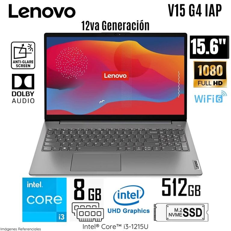 Laptop V15 G3 IAP Intel Core i3 12Va Generación 8GB RAM 512GB SSD 15.6 FHD 82TT00CVLM