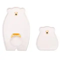 ELMEJORPRECIO - Set de Platos Decorativos Modelo Oso Kuma Blanco