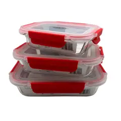 PRESS - Refractario con tapa de plastico rojo 640ML