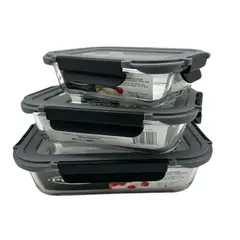 PRESS - Refractario con tapa de vidrio gris 370ML