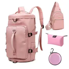 OVOTOUMI - 4 en 1 Mochila Cartera Bolso Juvenil de Mujer Impermeable YSG-Rosa