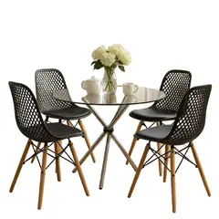 MOBELART - Juego de comedor Nórdico 4 puestos Negro möbelArt