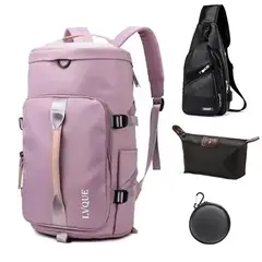 OVOTOUMI - 4 en 1 Mochila Cartera Bolso Juvenil de Mujer Impermeable YSG-Morado