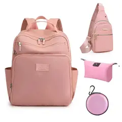 OVOTOUMI - 4 en 1 Mochila Cartera Bolso Juvenil de Mujer Impermeable ZXF-Rosa