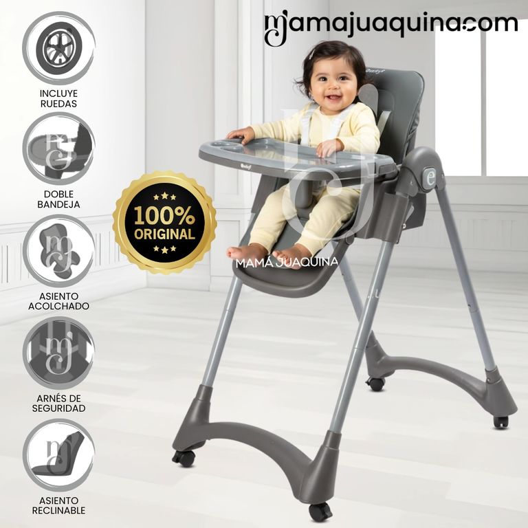 Silla de Comer Plegable «ALAI» con Rueditas Gray