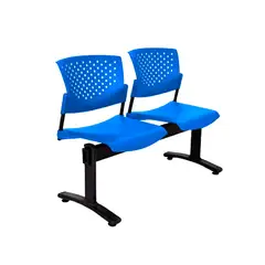 OFIDEAS - Banqueta De Espera Butterfly 2 Asientos Azul Estructura Negro