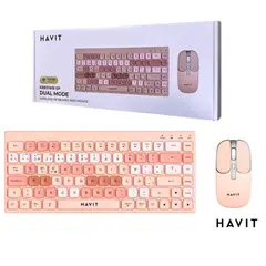 HAVIT - KIT TECLADO Y MOUSE INALAMBRICO RECARGABLE COLOR ROSA