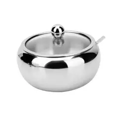 GENERICO - Azucarero De Acero Inoxidable Con Tapa Transparente