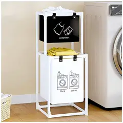 MINARI - Organizador Cesta de Ropa Multifuncional 2 Niveles con Ruedas BL CL20