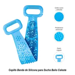 GENERICO - Cepillo Banda de Silicona para Ducha Baño Celeste