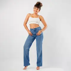 ROXJES JEANS - Jean Wide Leg Liso Clasico Tiro Alto Mujer