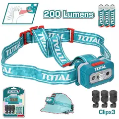 TOTAL TOOLS - Linterna frontal 200 Lumenes TOTAL 3W sensor movimiento led