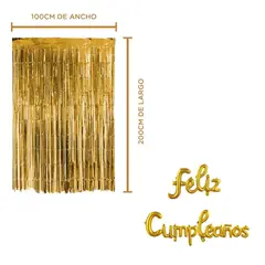 GENERICO - Set cumpleaños cortina metálica y globos feliz cumpleaños
