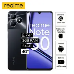 REALME - Celular Note 50 Liberado 6.74" Pulg. 3GB RAM 64GB - Midnight Black