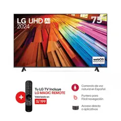 LG - Televisor 75 Pulg Led Ultra HD 4K Thinq AI 75UT8050PSB