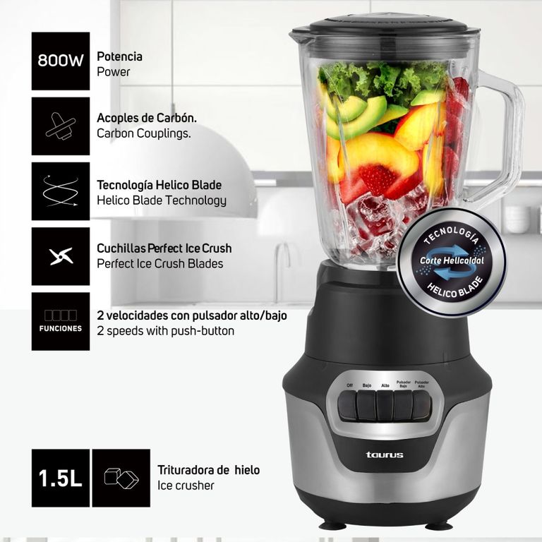 Licuadora Perfect Push con Tecnología Helicoblade 15L 800W