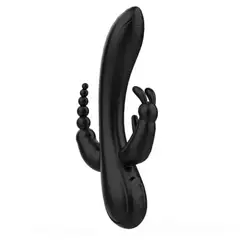 GENERICO - Vibrador Dildo Multifuncional de Estimulación Triple en Color Negro