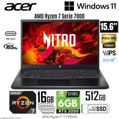 ACER - Laptop Nitro ANV15-41-R6ZZ AMD Ryzen7-7735HS 16GB RAM 512GB SSD 156 FHD RTX3050-6GB - Black
