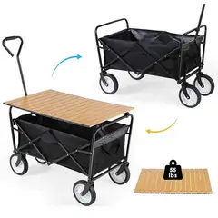 IMPORTADO MC - Carro plegable para campamento playa camping con mesa uso versatil 90 cm x 53 cm x (75-98cm)