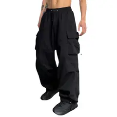ENKI - Pantalón Cargo Hombre Urbanfly Pro Tela Mojada Oversized Bolsillos Laterales Streetwear