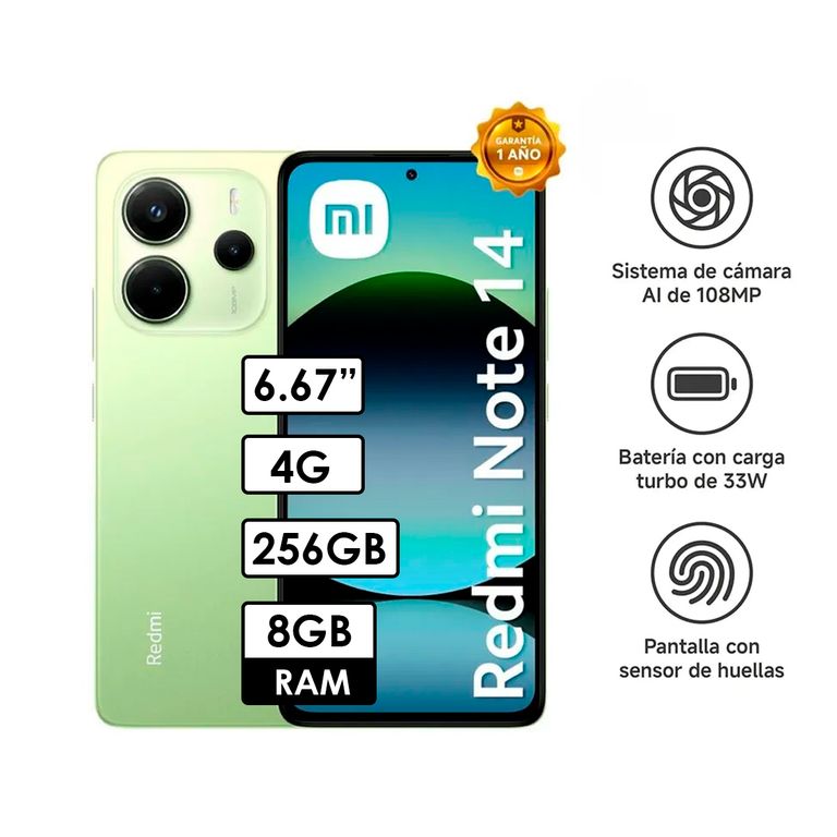 Celular Note 14 4G 8GB RAM/ 256GB VERDE