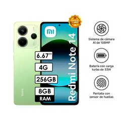 REDMI - Celular Note 14 4G 8GB RAM/ 256GB VERDE