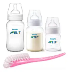 AVENT - Set Recien Nacido Classic niña 3 Biberones + Escobilla
