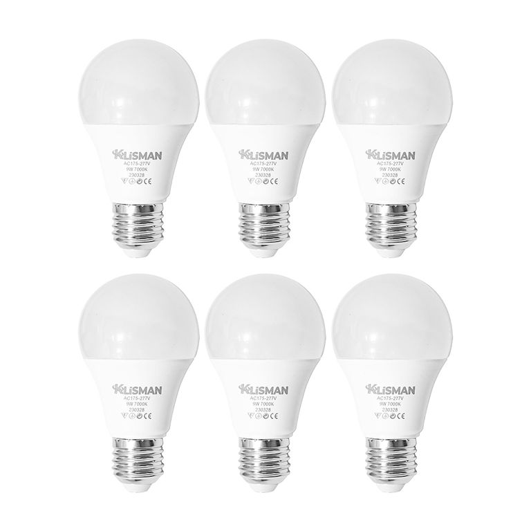 Pack x6 Focos LED E27 9W Luz Fría