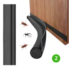 HOGARMAS - Set de 2 Burlete Tope Adhesivo para Puerta con Velcro para Fácil Limpieza Negro