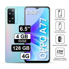OPPO - Celular A77 65 Pulg 4GB RAM 128GB Azul