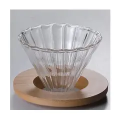 GENERICO - Dripper  v60 de vidrio  base de madera medida 02