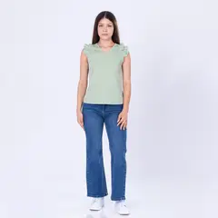 MOCALY - Blusa Mujer Manga Corta Chalis Licrado Regular Fit