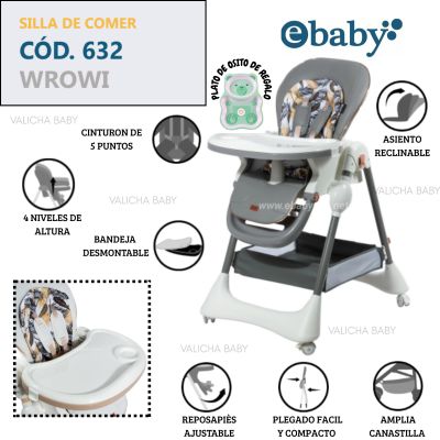 SILLA DE COMER GRADUABLE WROWI -GRIS