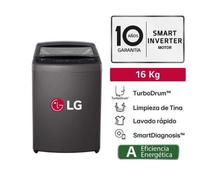 Lavadora Carga Superior WT16BVTB Negro Claro 16 kg TurboDrum