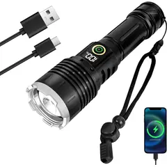 GENERICO - Linterna Zoom Recargable con Pantalla Led